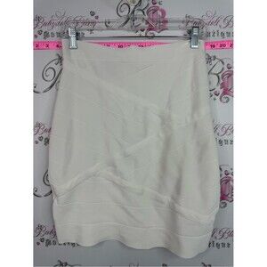 bebe skirt bandage gold zip up back white Cream Textured Mini Skirt